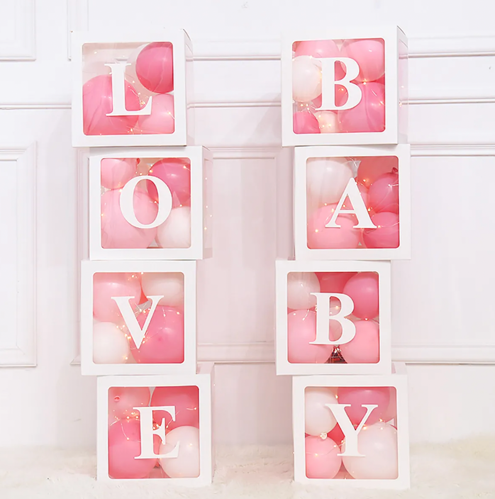 0-9 Numbers Baby Shower Birthday Décor Gift Box Transparent Balloons Packing DIY Letter Cube