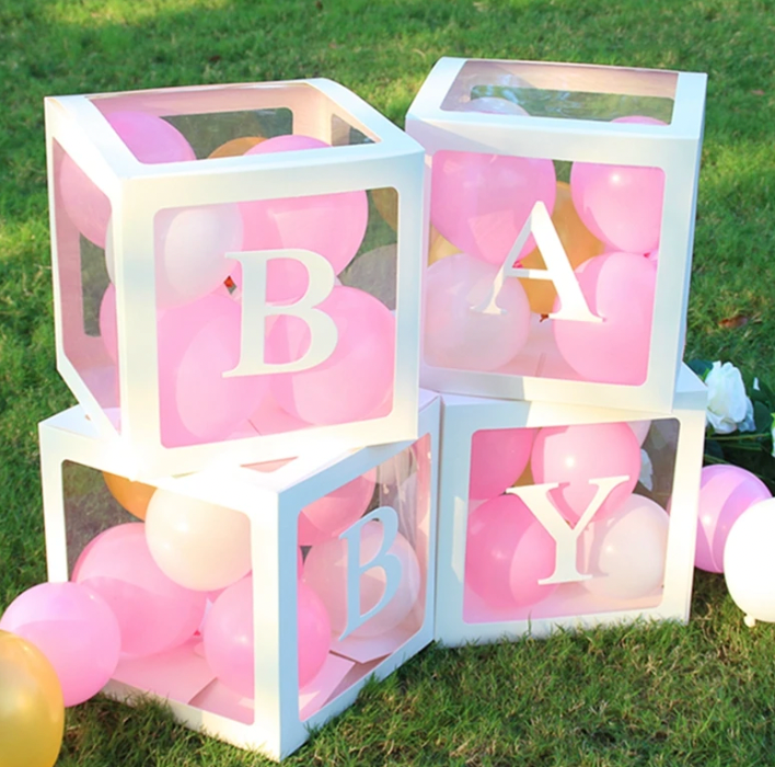 0-9 Numbers Baby Shower Birthday Décor Gift Box Transparent Balloons Packing DIY Letter Cube