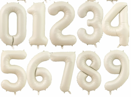 32"/40" Giant Beige/Cream Foil Beige Number Variety of Ages Birthday Balloons For Events And Celebrations
