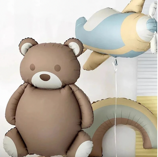 Adorable Unique Bear Foil Balloons: Rainbow Car, Plane Toy for Kids' Baby Shower, Birthday Party Decor