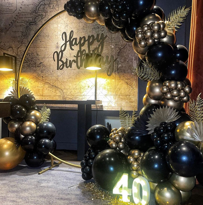 117Pcs Black And Metallic Gold And Confetti Balloon Garland Arch Kit Bundle Latex Decoration