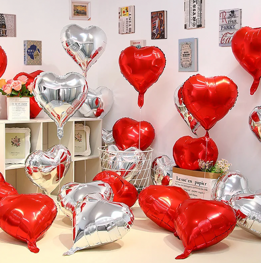 10pcs 18-inch Multiple Colours Heart Foil Balloons: Engagement Helium Balloon Love Wedding Decorations for Birthday Party & Valentine's Day, Party Props Decor
