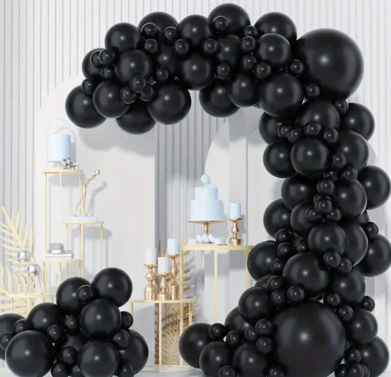 100Pcs Black Matte Garland Arch Kit Bundle Latex Birthday Celebration Decoration
